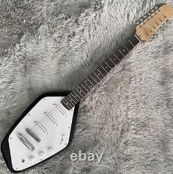 12-Strings White Electric Bass Solid Body Pentagonal Body Maple Neck 21 Frets