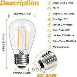 49FT-294FT Festoon Outdoor String Light Mains Powered S14 LED Bulbs Garden Light