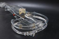 4/4 Electric Violin Transparent Crystal Acrylic Body With Led Light Violin Bow