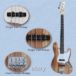 4 String Electric Bass Guitar Single Pickup Full Set Bag Strap Kit Right Handed