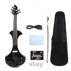 5 String Electric Violin full size Solid wood violin kit with Free Case, Black