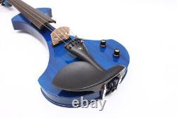 5 String Electric Violin kit 4/4 size Solid wood with Bow and Case, Blue color