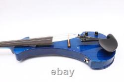 5 String Electric Violin kit 4/4 size Solid wood with Bow and Case, Blue color