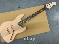 5 String J Electric Bass Kit, Red Meranti Wood Body, Maple With Rose FB Neck j71