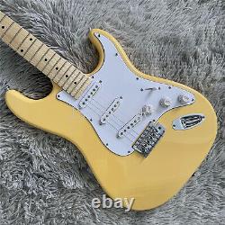 6 String Cream ST Electric Guitar Chrome Part Maple Fretboard Solid Body