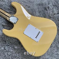 6 String Cream ST Electric Guitar Chrome Part Maple Fretboard Solid Body