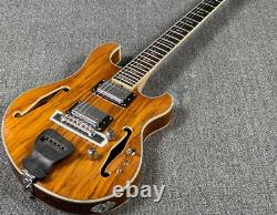 6 String Electric Guitar Handmade Splited Maple Top Ebony Fingerboard Yellow
