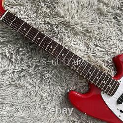 6 String Electric Guitar Red Mustang Solid Body Ebony Fretboard Maple Neck