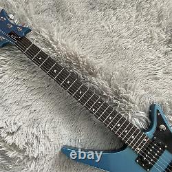 6 String Metallic Blue Electric Guitar HH Pickup Chrome Hardware Special Shape