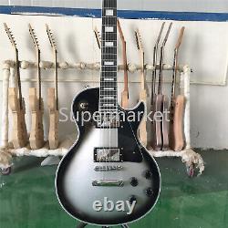 6 String Silver Electric Guitar Black Fretboard Solid Body Chrome Hardware