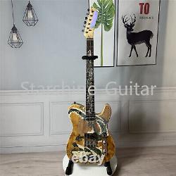 6 String TL Electric Guitar Spalted Veneer Special Inlay Solid Body Chrome Part