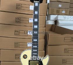 6 string Cream Electric Guitar LP Style Mahogany Body Gold Part Rounded Frets
