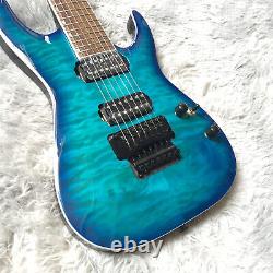 7 String Electric Guitar Blue Quilted Maple Top HH Pickup Floyd Rose Bridge