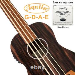 AKLOT Bass Ukulele Lined Fretless Ubass Aquila String E-A-D-G Blackwood withBag