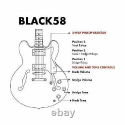 Artist Black58 Semi-Hollow Electric Guitar with Humbucker Pickups