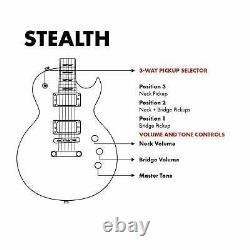 Artist Stealth Matte Black Electric Guitar & Brown Case