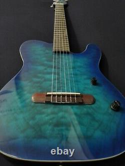 Baracuda Nylon String Electric Guitar, Solid Mahogany+Free Bag SCC-100 Teal Blue