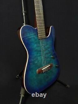 Baracuda Nylon String Electric Guitar, Solid Mahogany+Free Bag SCC-100 Teal Blue