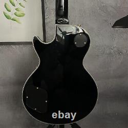 Black Electric Guitar 6 String H H Pickups Gold Hardware Ebony Fingerboard