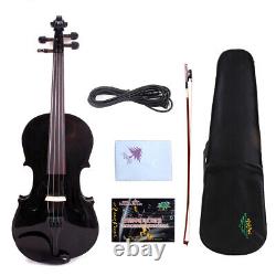 Black Electric Violin Acoustic 4/4 Spruce maple Free Case Ebony Fittings #EV1