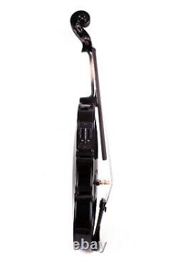 Black Electric Violin Acoustic 4/4 Spruce maple Free Case Ebony Fittings #EV1