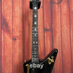 Black Explorer Shape Electric Guitar 6 String H H Pickups Ebony Fingerboard