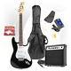 Black Full Size Electric Guitar Starter Kit Set 4/4 with 40W Combo Amplifier