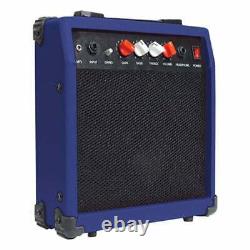 Blue Electric Guitar Set Kit Amplifier Tuner Gigbag Strap Strings Pick Full Size