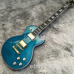 Blue Flame Maple Top Electric Guitar Earth Style Gold Hardware Hollow Body