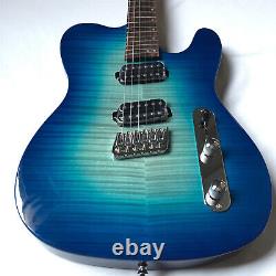 Blue TL Electric Guitar 6 String H H Pickups Flame Maple Top Rosewood Fertboard