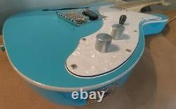 Blue T-Style Electric Guitar, Maple fretboard 6 string semi-hollow Tele Guitar