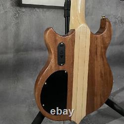 Brown Electric Bass Guitar 4 String Tree Burl Top Rosewood Fretboard Solid Body