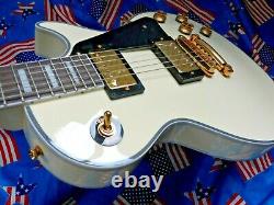 Burny Rlc-55 Rr Les Paul Custom Guitar Antique White Gold Hardware. Stunning