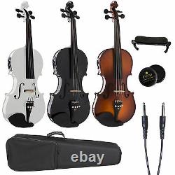 Cecilio Acoustic Electric Violin Ebony Fitted Natural Wood, Black or White