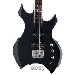 Chase XB-300BK Electric Bass Guitar Metallic Black 4 String X Shape Heavy Metal