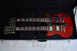 Cozart Red Double Neck 6/12 String SG Style Electric Guitar with Case NEW