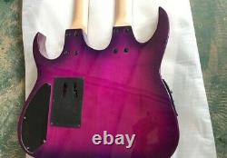 Custom 12+6 Strings Purple body Double Neck Electric Guitar with Black hardwares