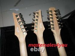 Custom 3 Neck White JEM 7V Triple Neck 6/6/12 string white IBZ electric guitar