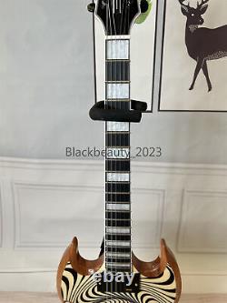 Custom 6String Electric Guitar 2EMG Pickups Black Circle Solid Mahogany Body
