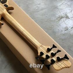 Custom 6 Strings Electric Bass Guitar Neck Thru Body Flamed Maple Natural wood