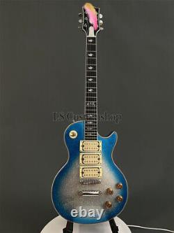 Custom Ace Frehley LP Electric Guitar Blue Sparkle Ebony Fretboard 6 String