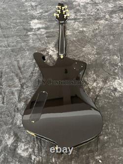 Custom Black Iceman Electric Guitar Gold Part Body Bound 6 String Free Shipping