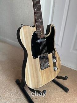 Custom Built Tele Natural Wood and Black Electric Guitar
