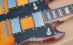 Custom Double Neck 6+12 Strings Electric Guitar Tobacco Sunburst Chrome Hardware