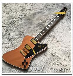 Custom Finish Firebrd Style Electric Guitar Natural Wood Top Fast Shipping