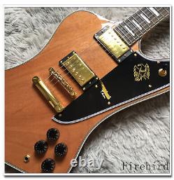 Custom Finish Firebrd Style Electric Guitar Natural Wood Top Fast Shipping