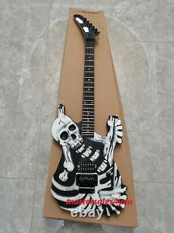 Custom George Lynch Skull Bones Black Body Electric Guitar 6 String Chinese
