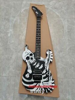 Custom George Lynch Skull and Bones Black Carved Body Electric Guitar 6 String