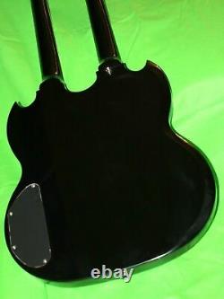Custom Made Electric Guitar, Classic Black Mahogany 12 & 6 String Double Neck