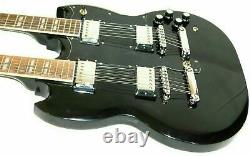 Custom Made Electric Guitar, Classic Black Mahogany 12 & 6 String Double Neck